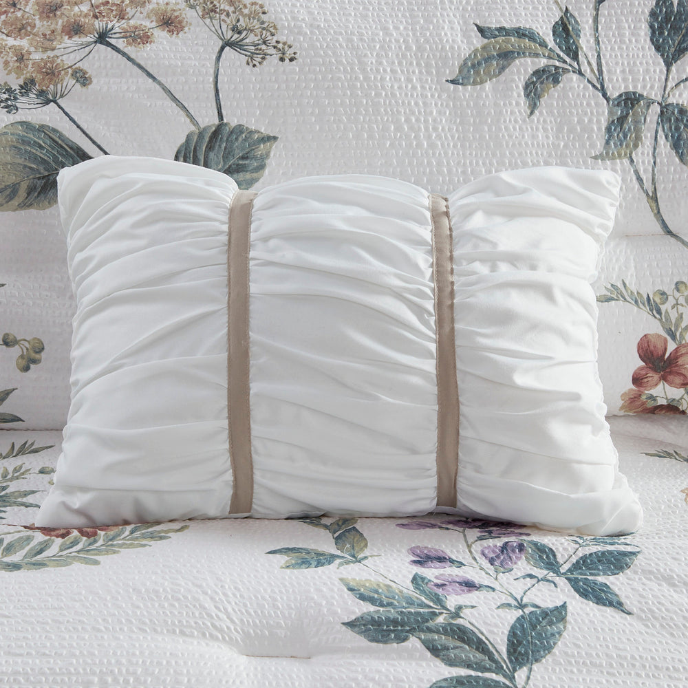 7 Piece Printed Seersucker Comforter Set with Throw Blanket Taupe/Blush King/Cal King Media 21
