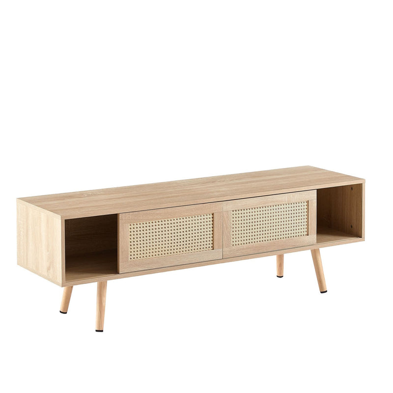 TV Cabinet Solid Wood With Adjustable Shelf For Living Room Use 55 Inch Length