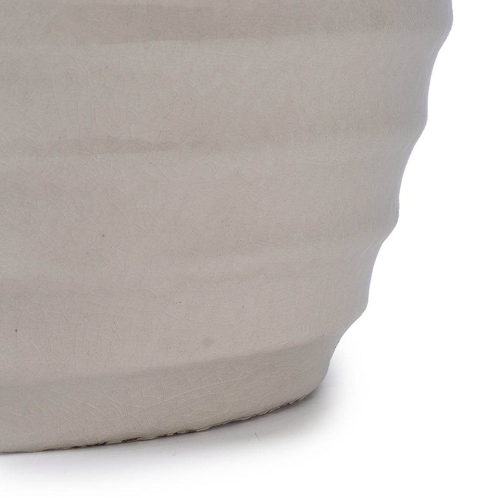 Ceramic Flowerpot, Modern Planter for Patio, Garden, Windowsill - Milk White Media 8