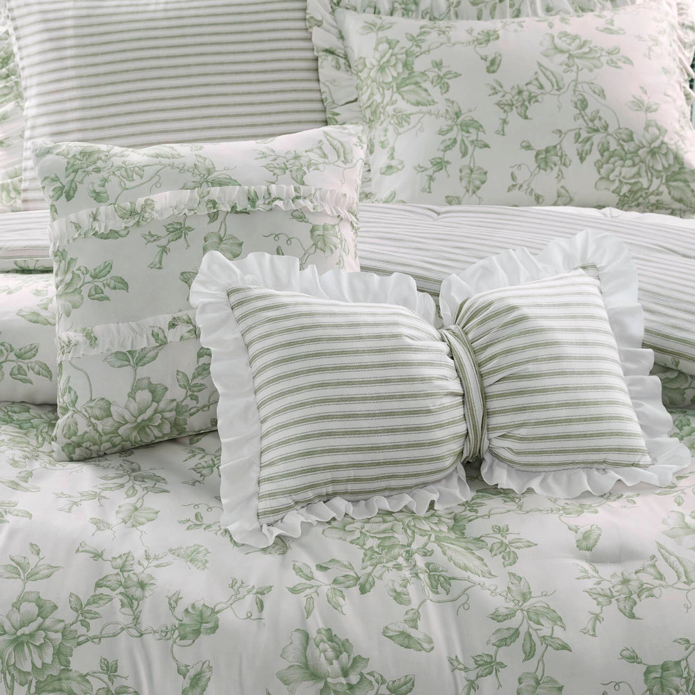 5 Pieces Full/Queen Comforter Set with Decorative Pillows,Green Media 14