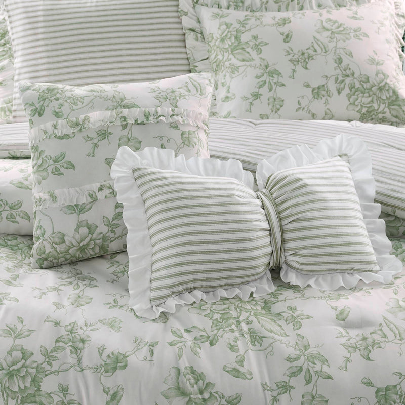5 Pieces Full/Queen Comforter Set with Decorative Pillows,Green