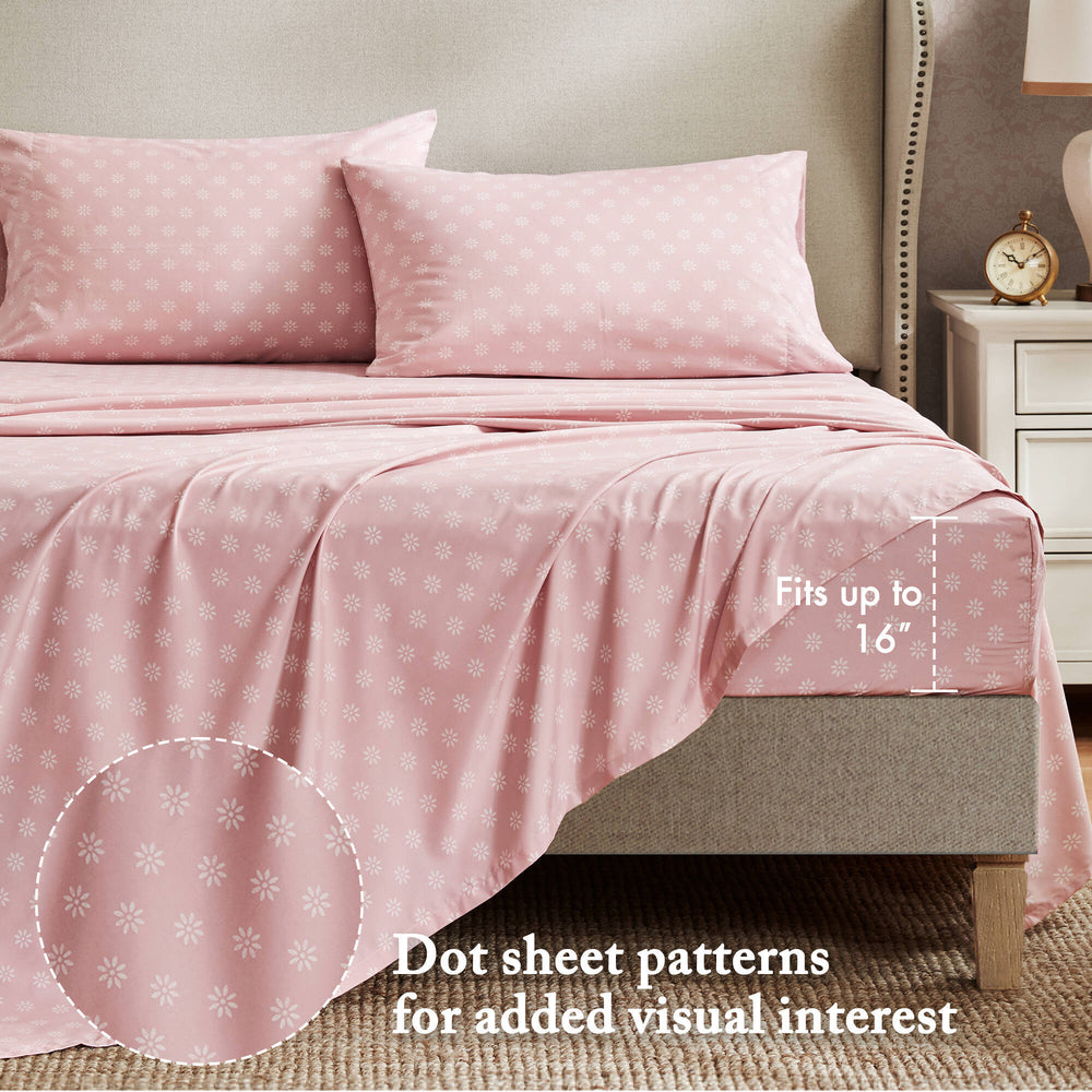 5-Piece Twin 5 Piece Vin -inspired Collection floral print,Pink Media 6