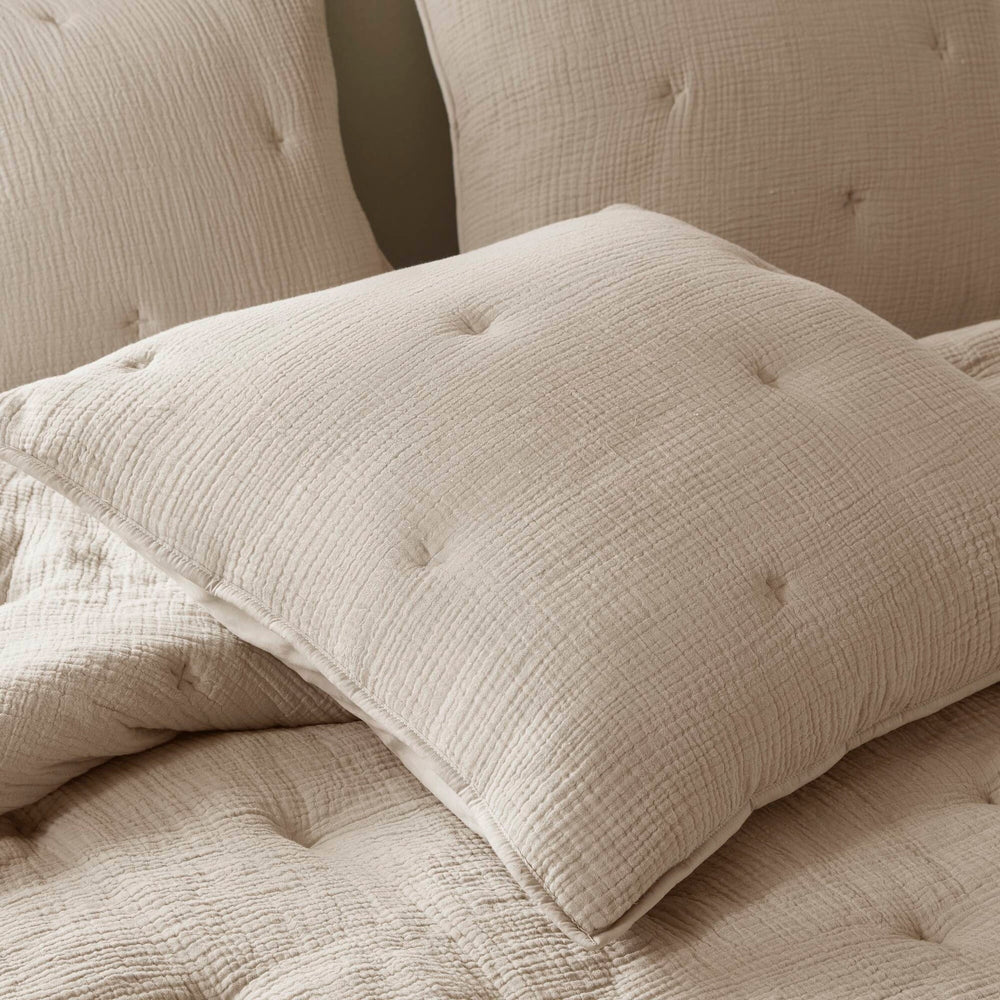 3-Piece King Cotton  Embroidered Quilt Set,Taupe Media 12