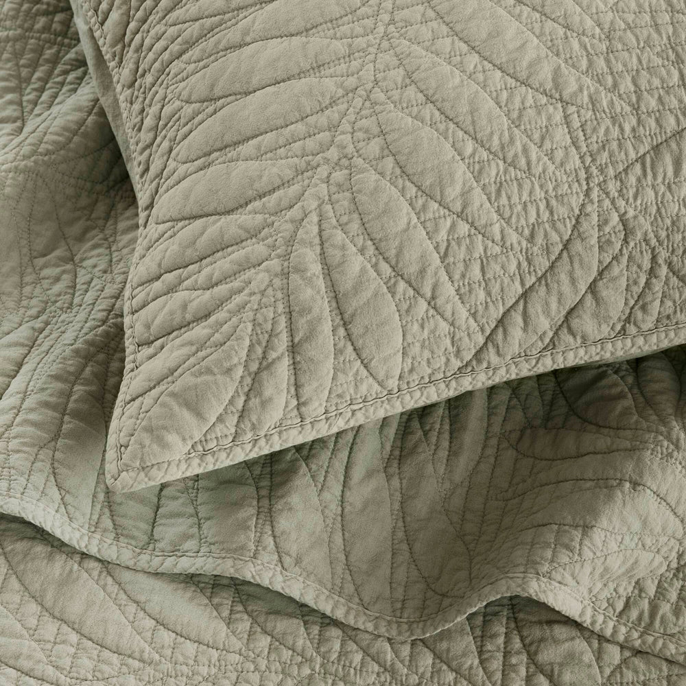King 3 Piece Cotton Quilt Set Sage Media 10