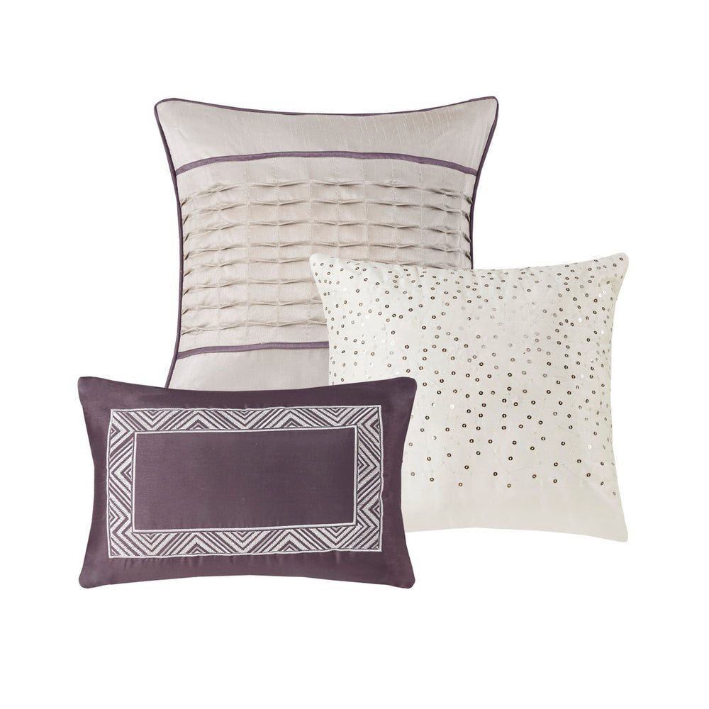 7 Piece Jacquard Comforter Set Purple King Media 8