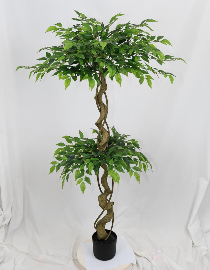 6FT Lifelike Artificial Ficus Tree with Black Pot for Home or Office Decor, Green Plastic Indoor Plant