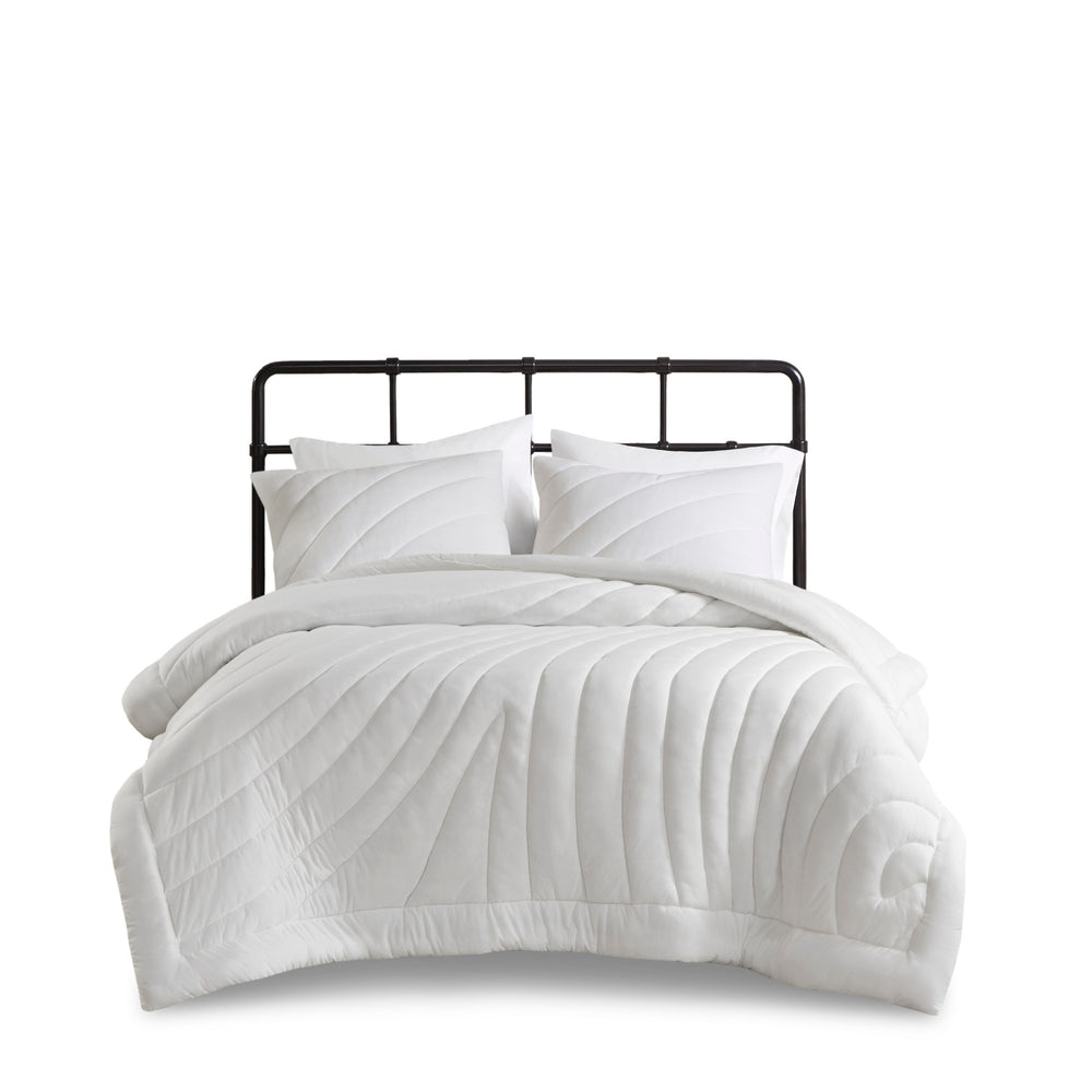 2 PCS Twin/Twin XL Poly Jersey Puffy Comforter Set White Media 8