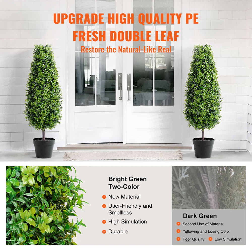 2 Pack 3' Artificial Boxwood Topiary Tree Faux Plant UV Decor In/Outdoor Media 10