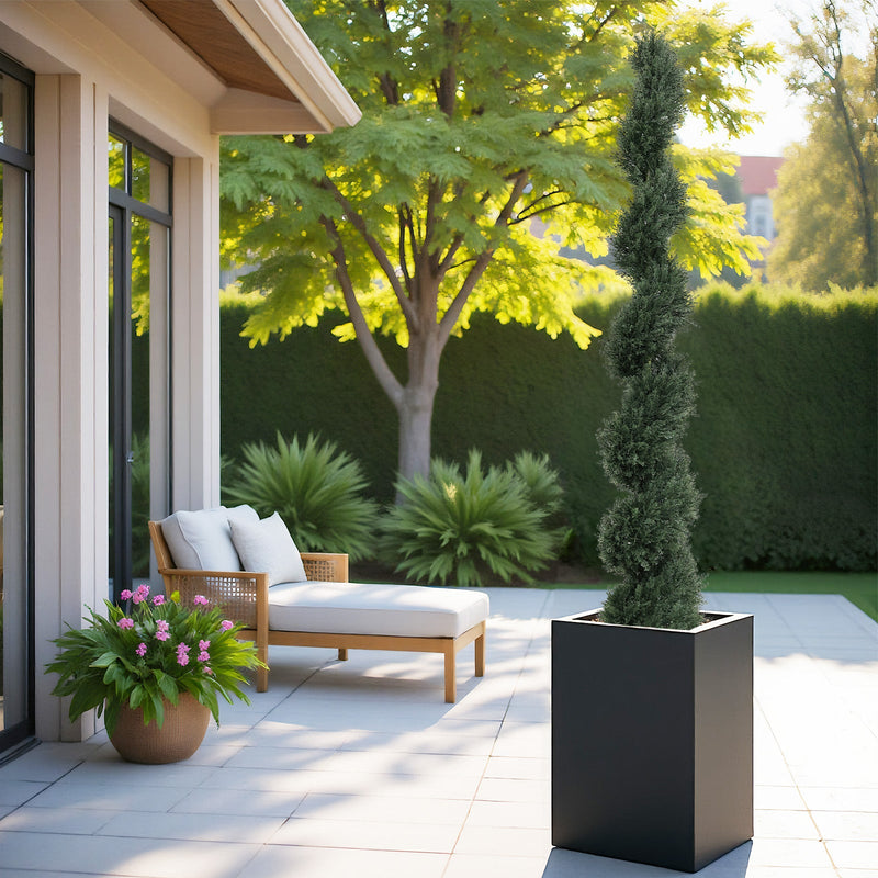 6FT single-color spiral-shaped potted cedar tree, a realistic artificial evergreen plant, suitable for decorating outdoor gardens, porches, patios, etc.; 2pcs/set
