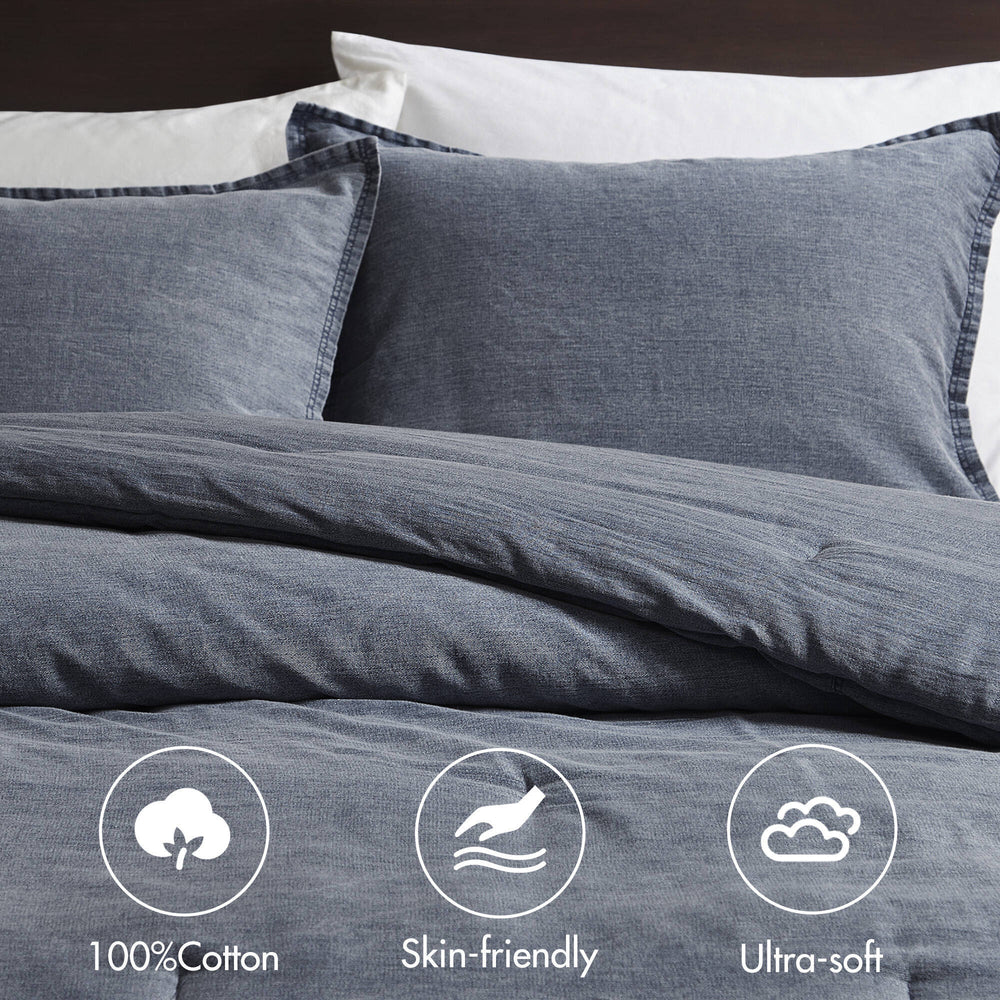 3PCS King/Cal King Twill Washed Comforter Set Media 9