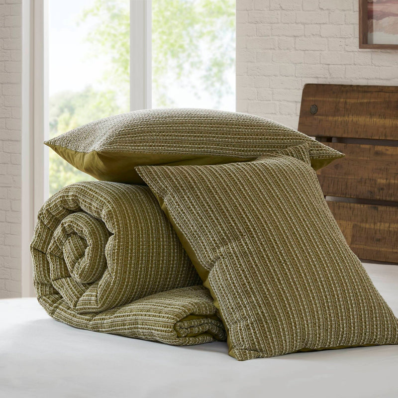 3PCS Full/Queen Waffle Washed Comforter Set