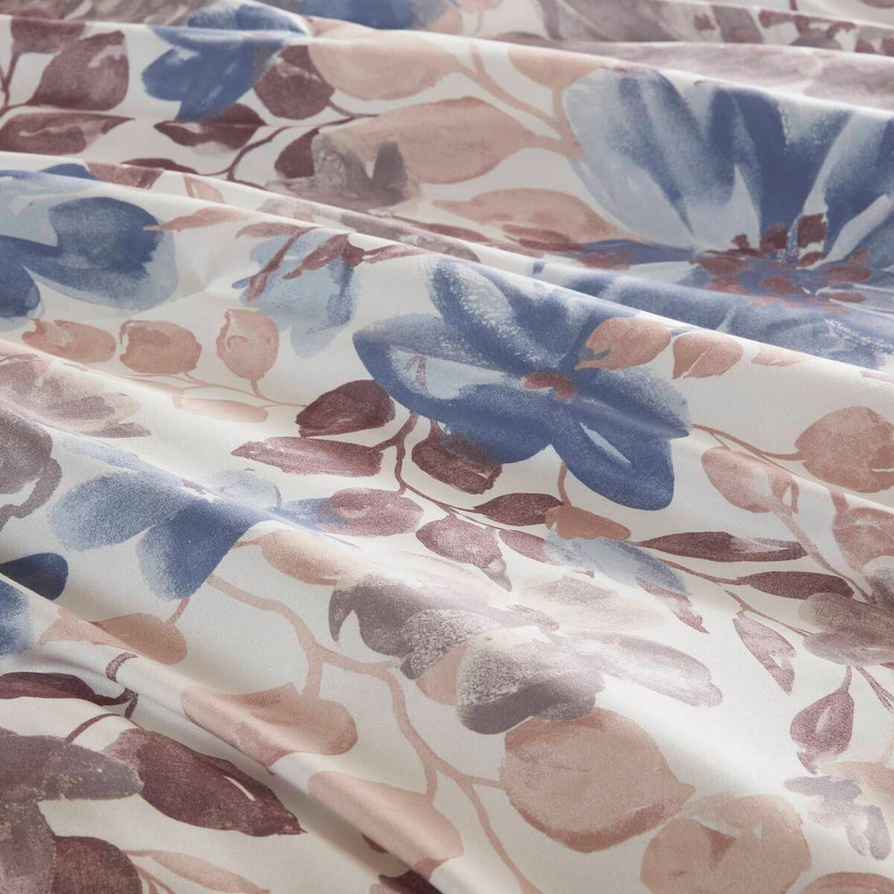 Floral Comforter Set with Bed Sheets Blue King Media 11