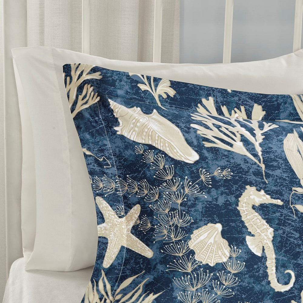 7 Piece Cotton Sateen Comforter Set Blue Cal King Media 6