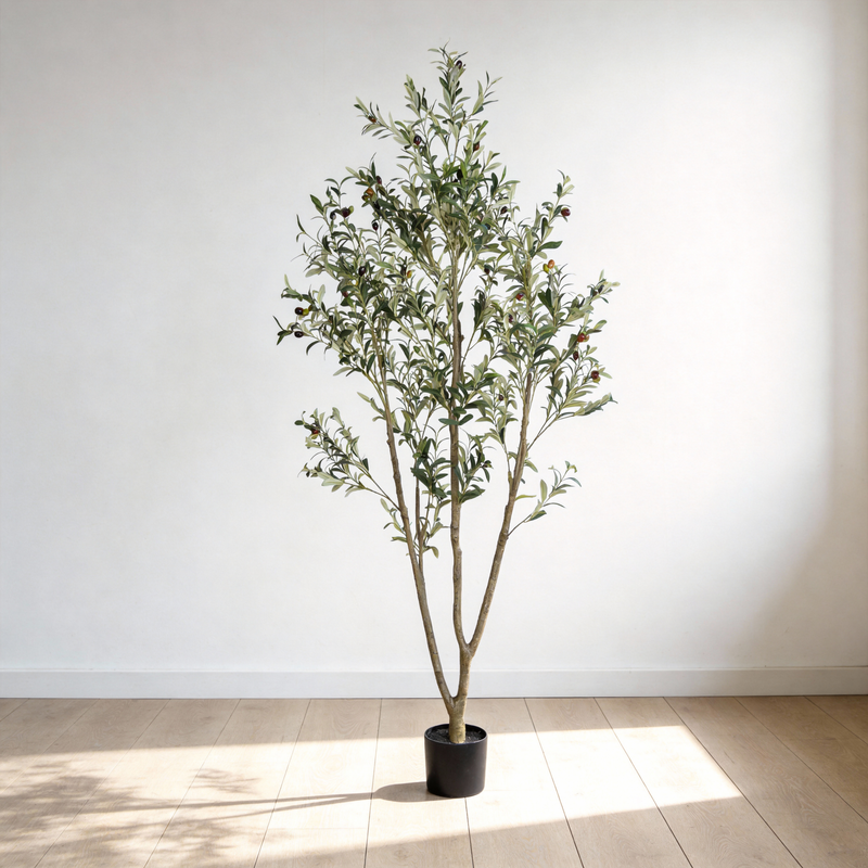 6' Artificial  Olive Tree in Plastic Black Pot, 1pc/set