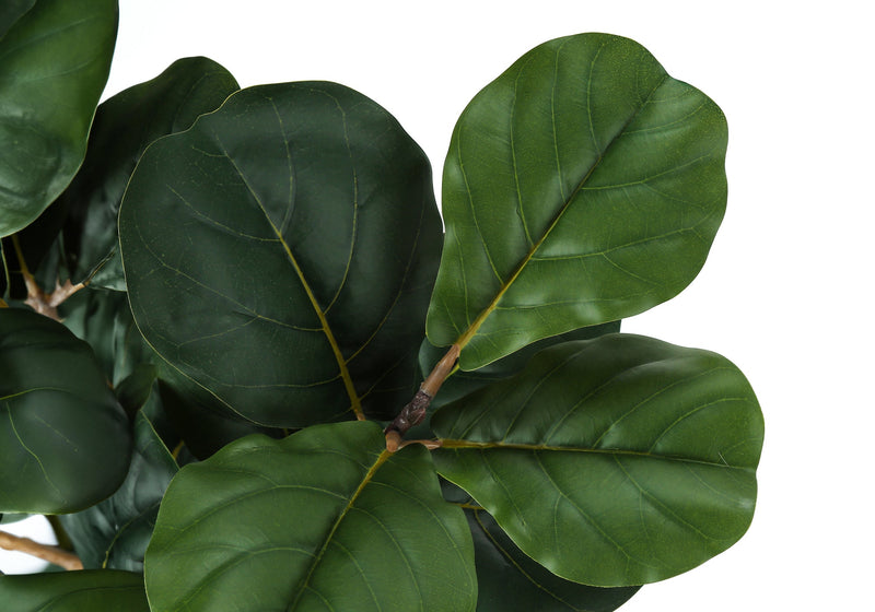 Artificial Plant, 32' Tall, Fiddle Tree, Indoor, Faux, Fake, Floor, Greenery, Potted, Real Touch, Decorative, Green Leaves, Black Pot