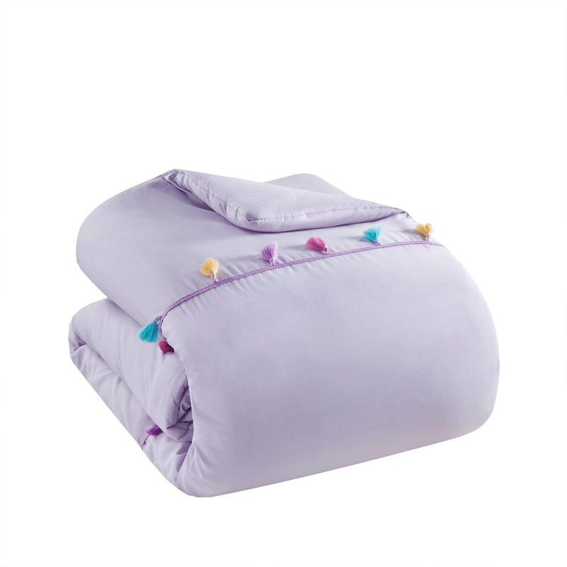 Tassel Comforter Set with Heart Shaped Throw Pillow Full/Queen