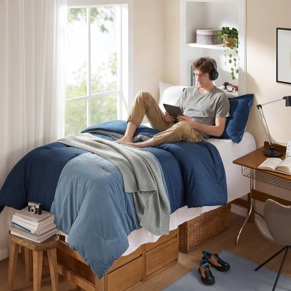 2 Pieces Twin/Twin XL Comforter Set,Blue Media 13