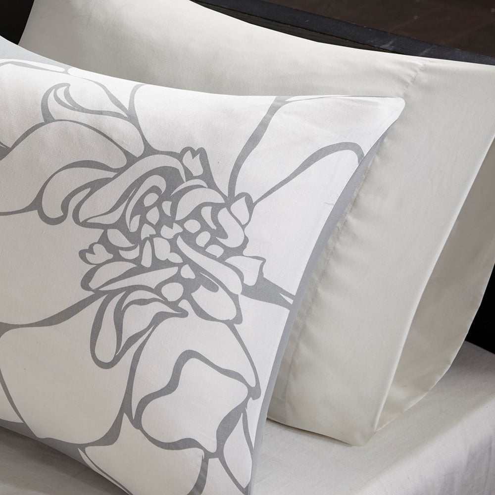 Printed Cotton Sateen Comforter Set Grey/Peach Twin/Twin XL Media 4