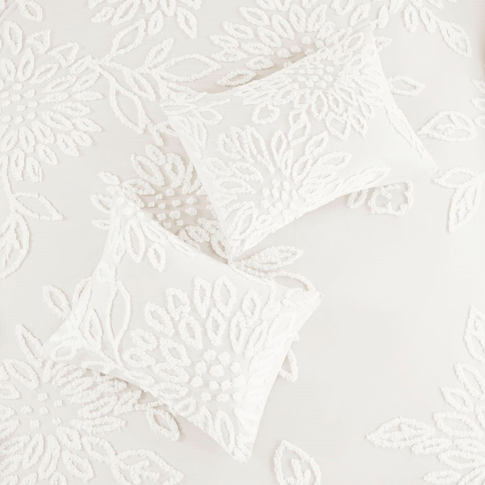 King/Cal King 3 Piece Tufted Cotton Chenille Floral Duvet Cover Set Media 12