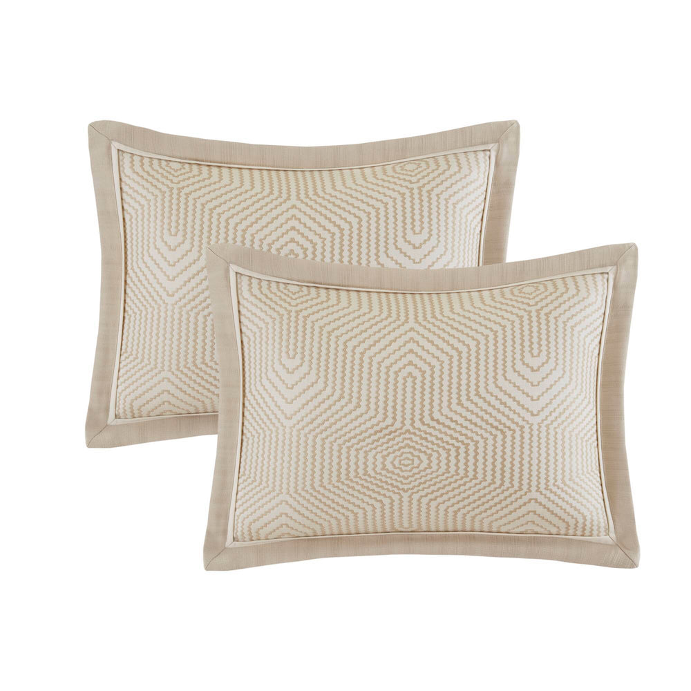 9-Piece King Abstract Comforter Set, Tan+Ivory Media 8