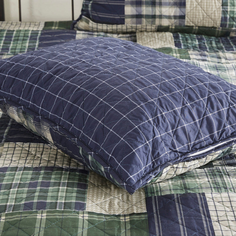 3 Piece Reversible Printed Quilt Set Green / Navy King/Cal King