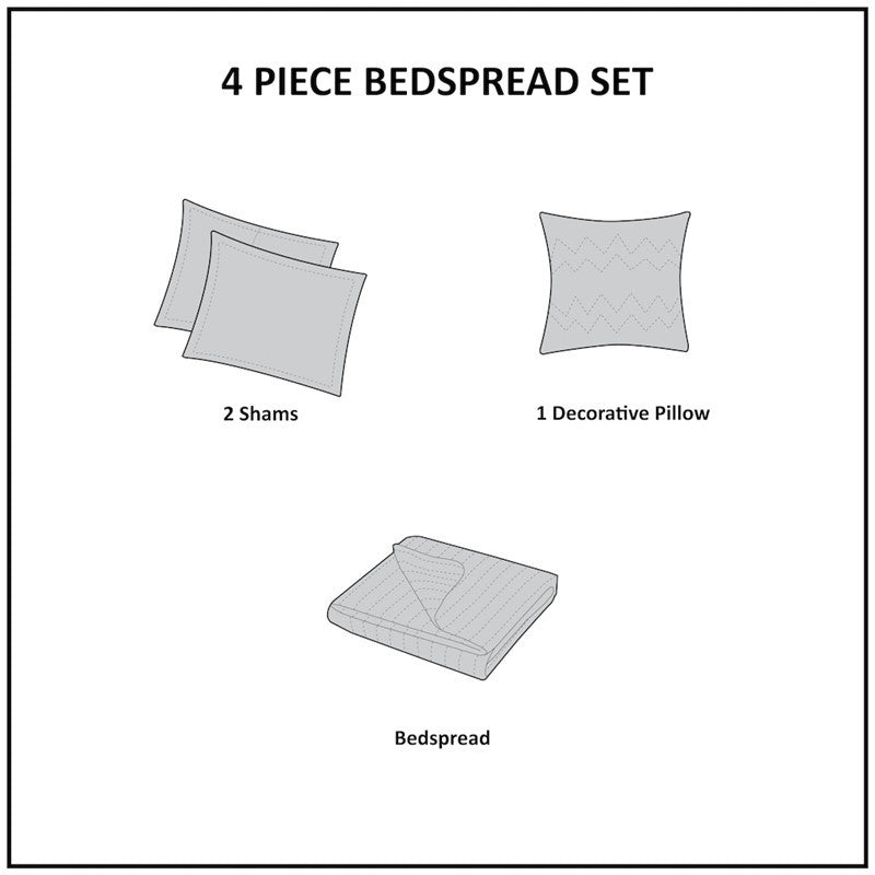4 Piece Cotton Reversible Tailored Bedspread Set Khaki King Media 3