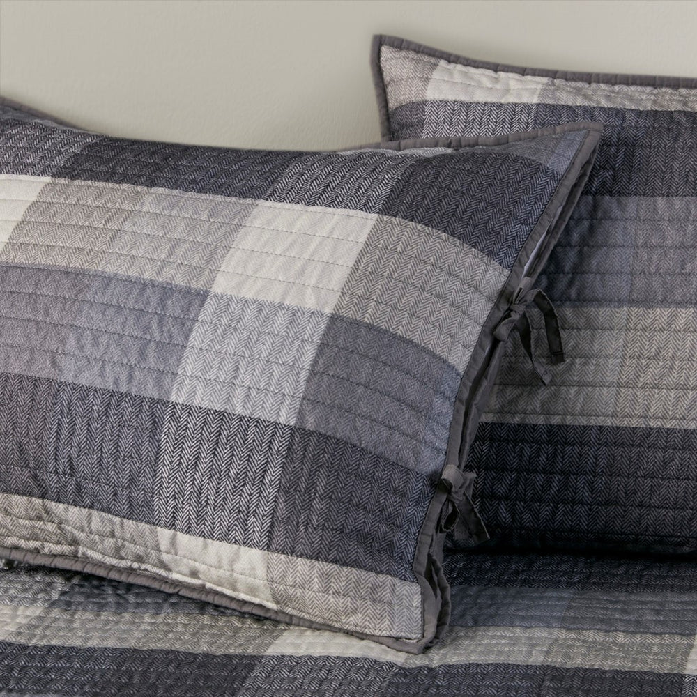 6 Piece Reversible Plaid Daybed Cover Set Grey Daybed Media 16