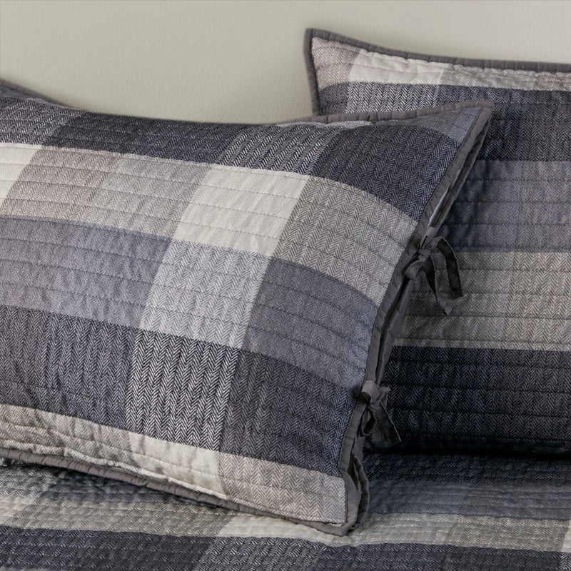6 Piece Reversible Plaid Daybed Cover Set Grey Daybed