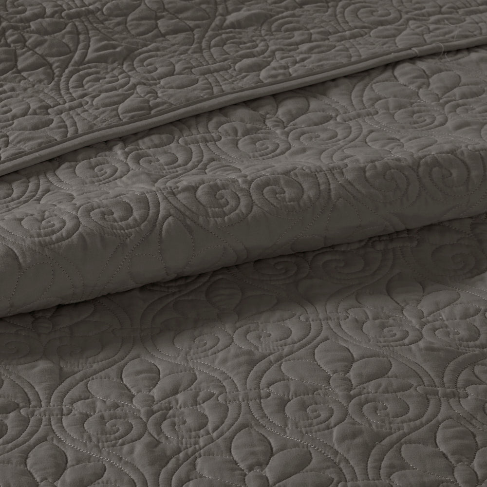 Reversible Bedspread Set Dark Grey Queen Media 2