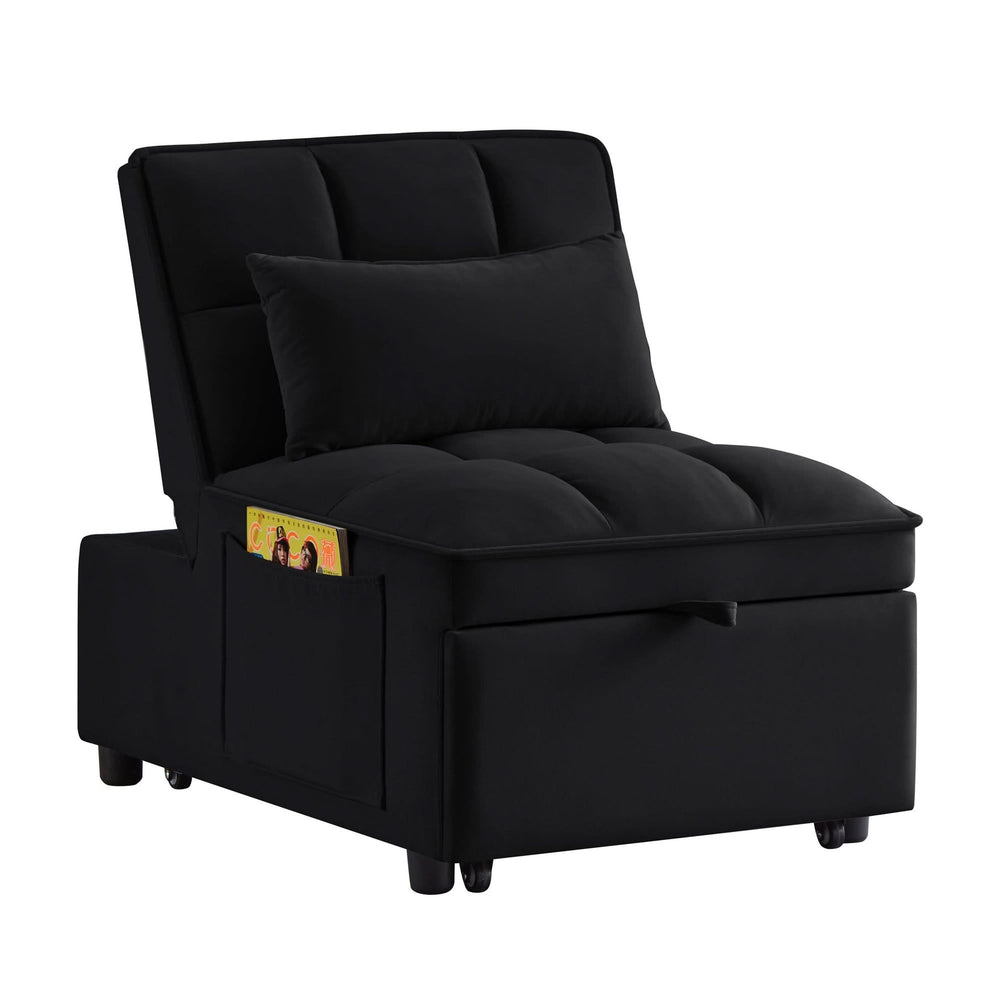 Velvet Sofa Bed Convertible Chaise Lounge Black Living Room American Design Media 4