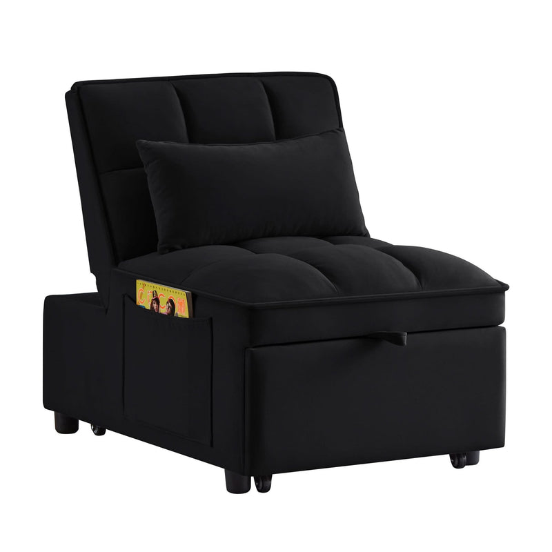 Velvet Sofa Bed Convertible Chaise Lounge Black Living Room American Design