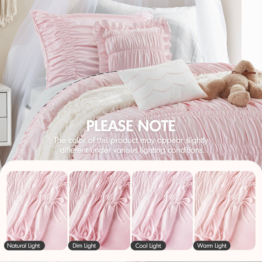 4 Pieces Twin/Twin XL Comforter Set,Pink Media 9
