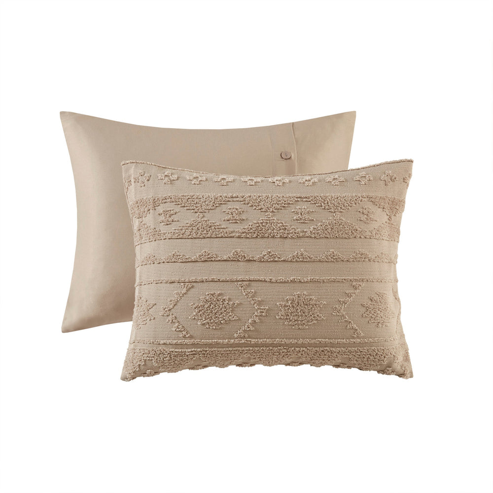 3 PCS Full/Queen Chenille Oversized Comforter Set Tan Media 13