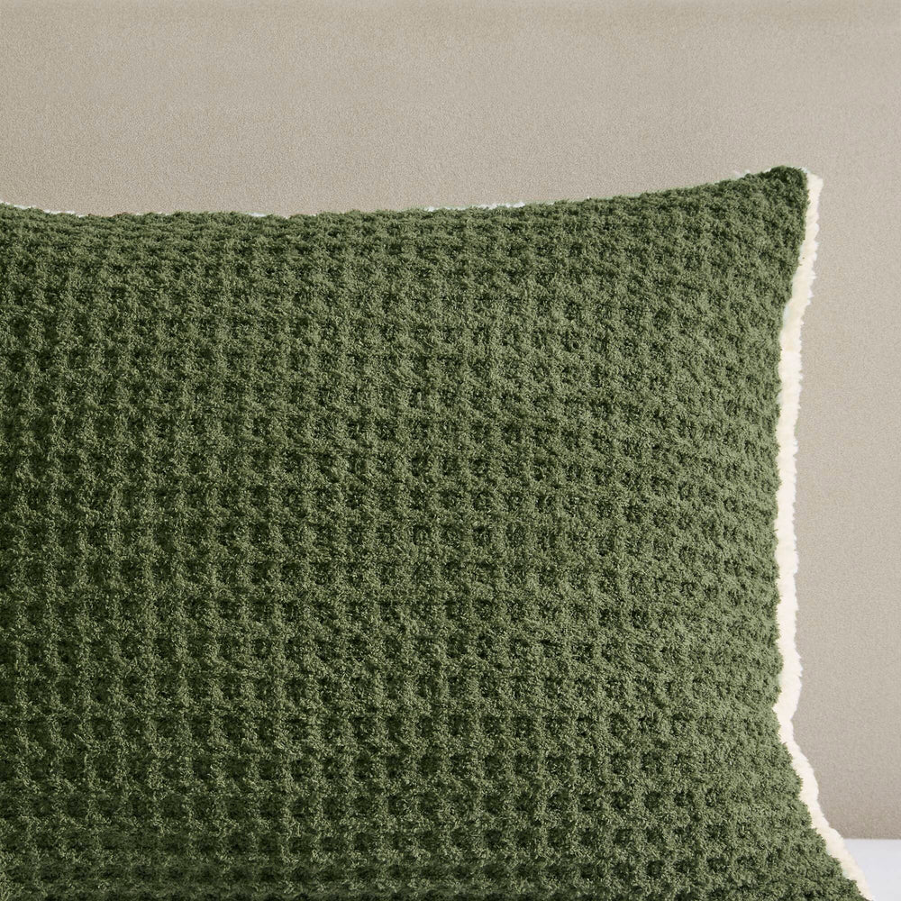 2 Pieces Twin Waffle Knit Chenille Comforter Set,Olive Media 11