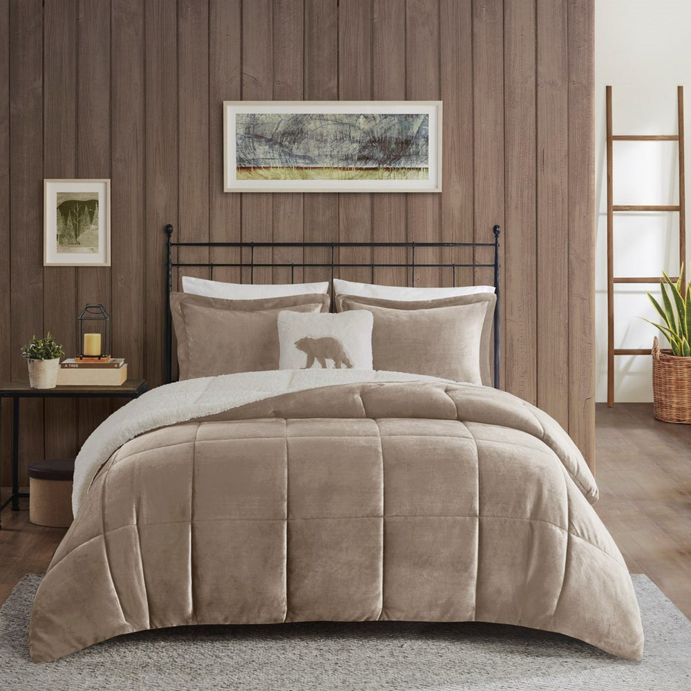 King Plush to Sherpa Down Alternative Comforter Set Media 1