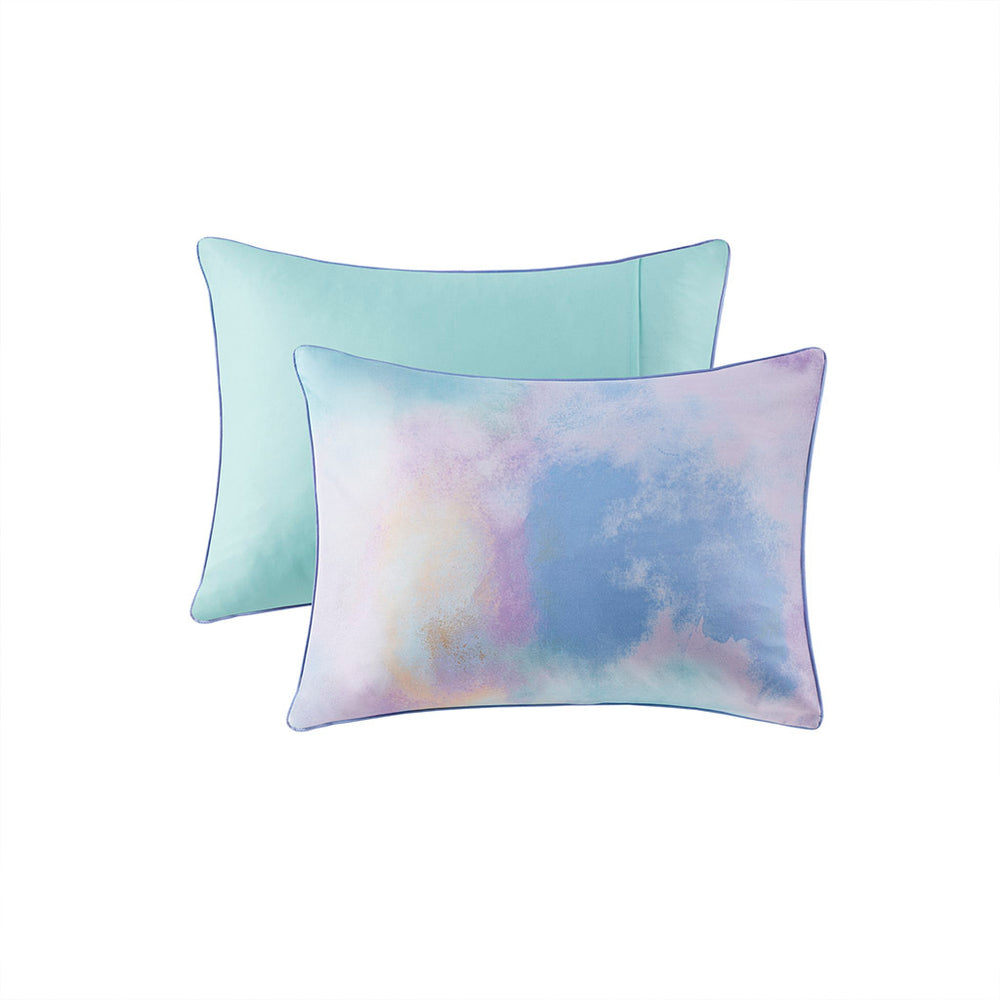 Twin/Twin XL Watercolor Tie Dye Printed Duvet Cover Set with Throw Pillow Media 4