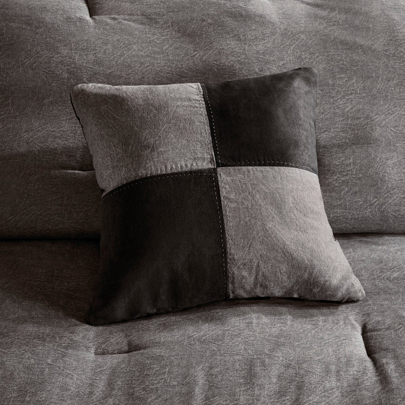 7 Piece Faux Suede Comforter Set Grey Cal King