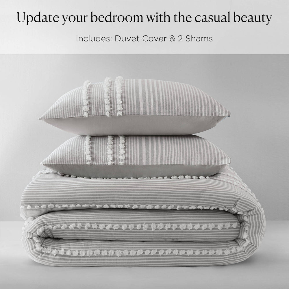 3- Piece Full/Queen Cotton Yarn Dyed Duvet Cover Set Media 4