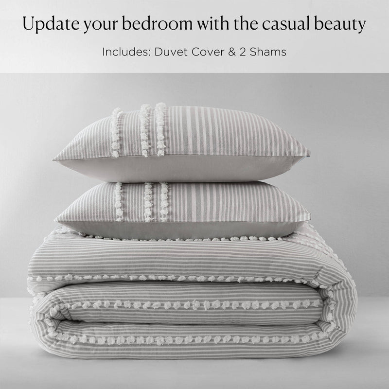 3- Piece King Cotton Yarn Dyed Duvet Cover Set