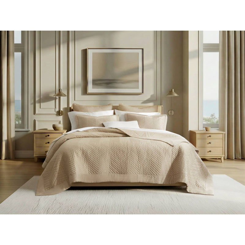 King 3 Piece Cotton Quilt Set Linen
