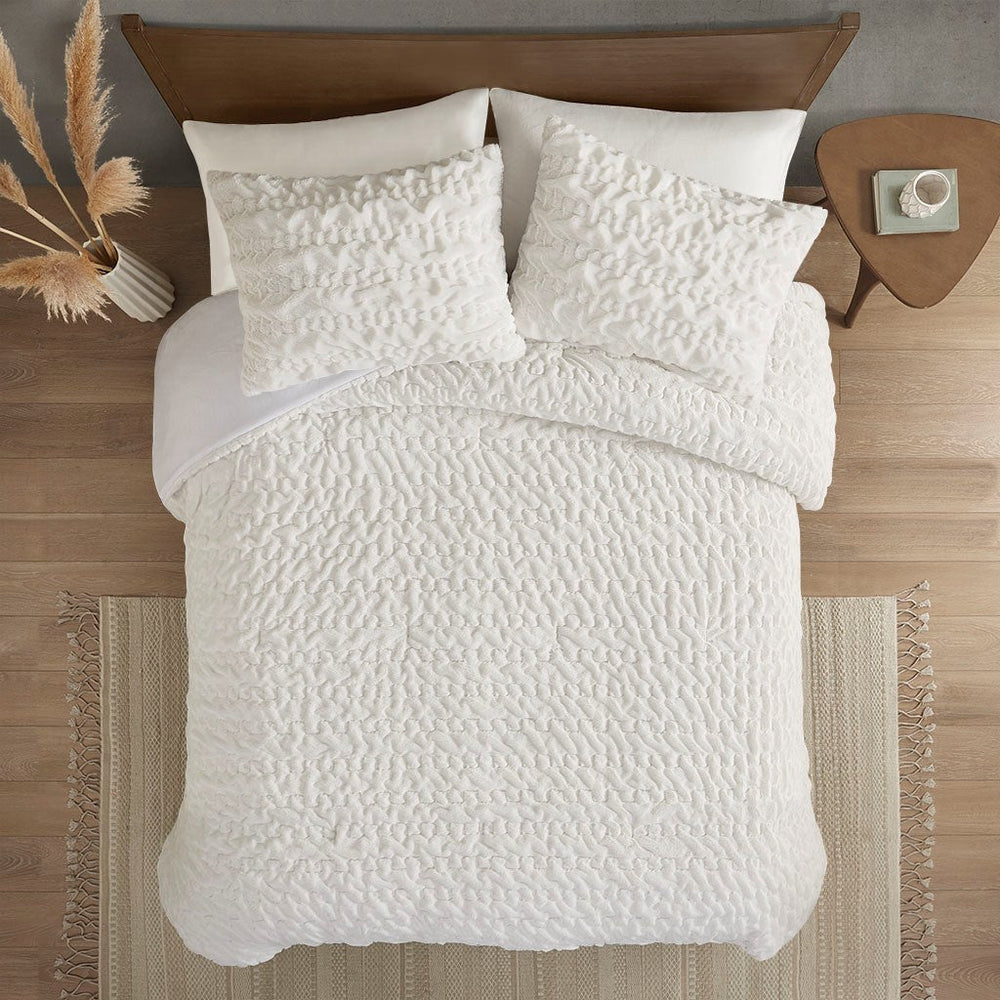 Full/Queen Ruched Fur Down Alternative Comforter Set Media 3