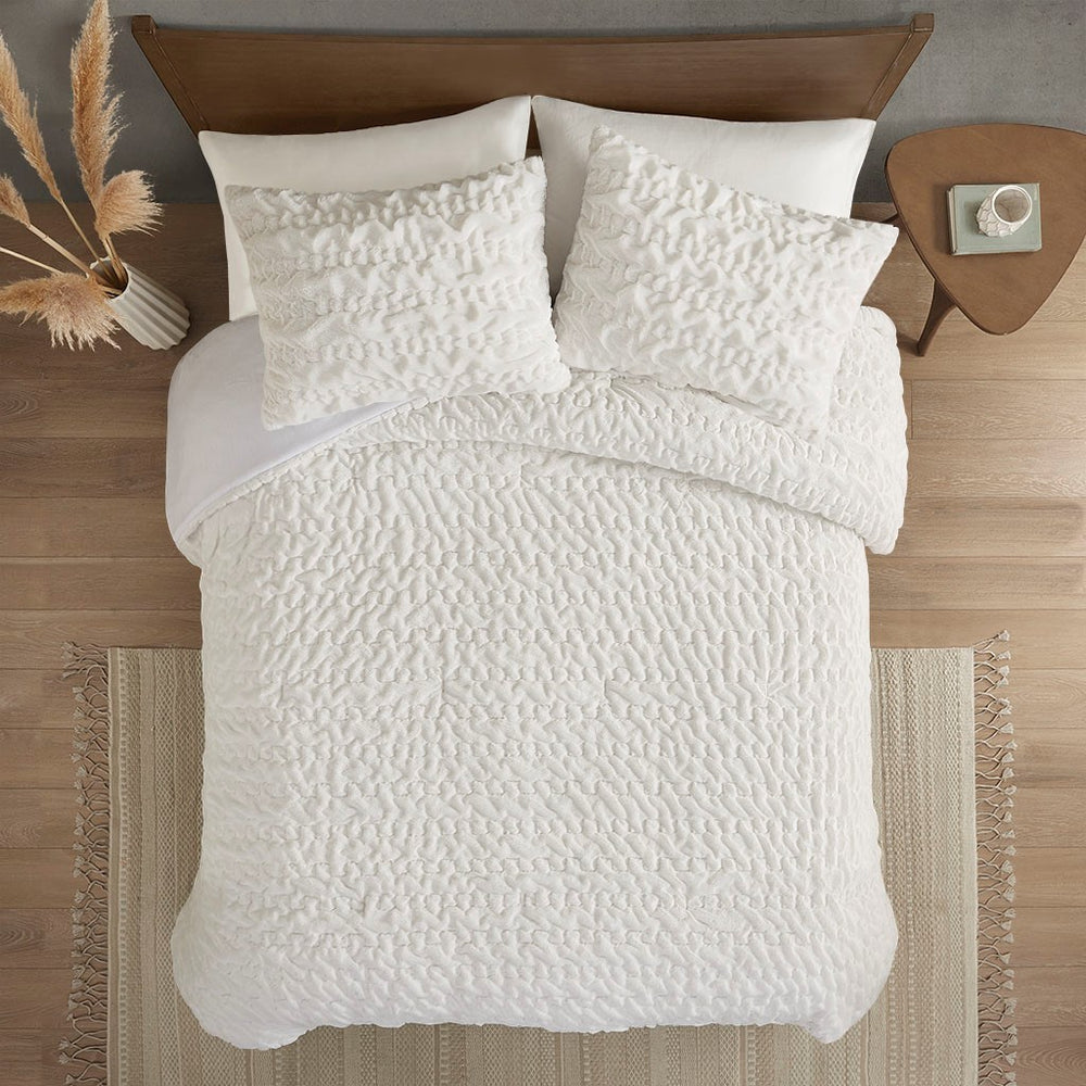 Full/Queen Ruched Fur Down Alternative Comforter Set Media 3