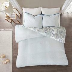 3 Piece Cotton Floral Printed Reversible Duvet Cover Set perspective