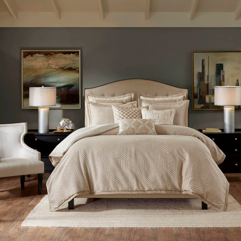 9-Piece King Abstract Comforter Set, Tan+Ivory Media 5