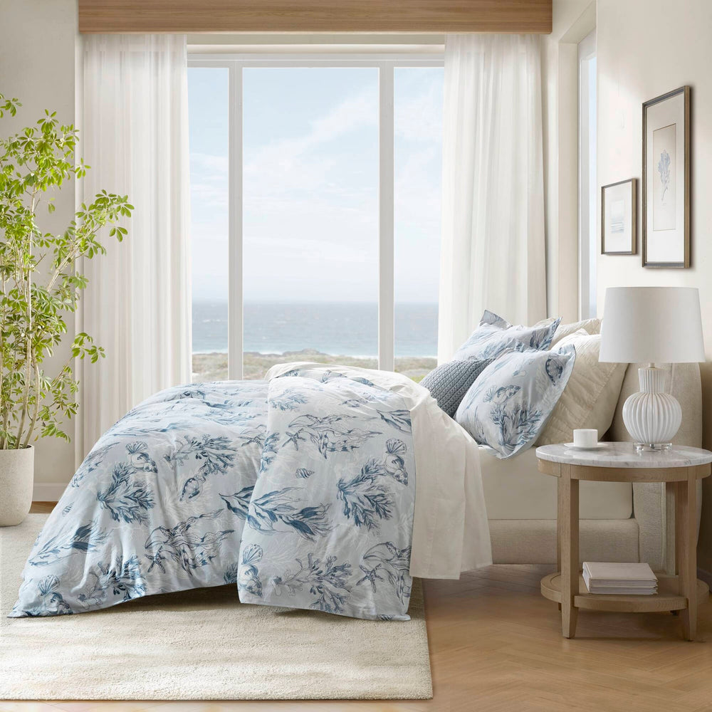 3-Piece King 100% Cotton Sateen Duvet Cover Set,Navy/Blue Media 2