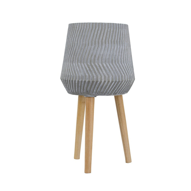 14.6x14.6x28' Cement and Wood Plant Stand, Indoor Outdoor Plant Holder