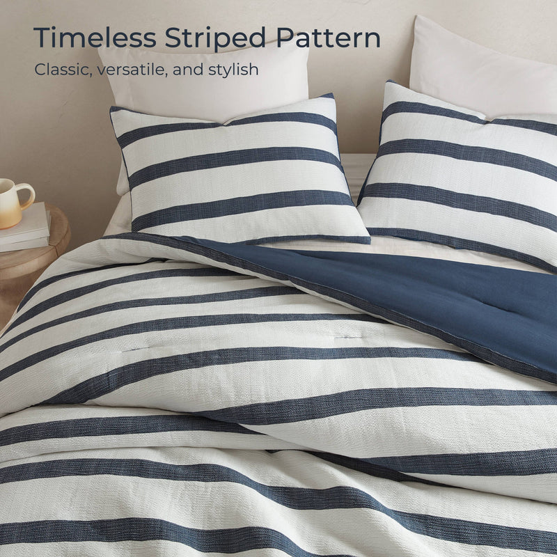 3-Piece Full/Queen Yarn-dyed striped comforter