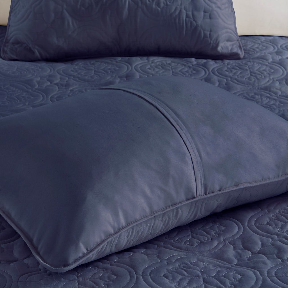 3 Piece Reversible Bedspread Set Navy Full/Queen Media 6