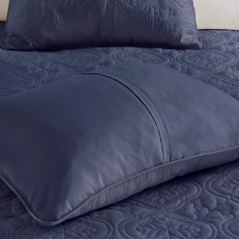 3 Piece Reversible Bedspread Set Navy King/Cal King Media 6