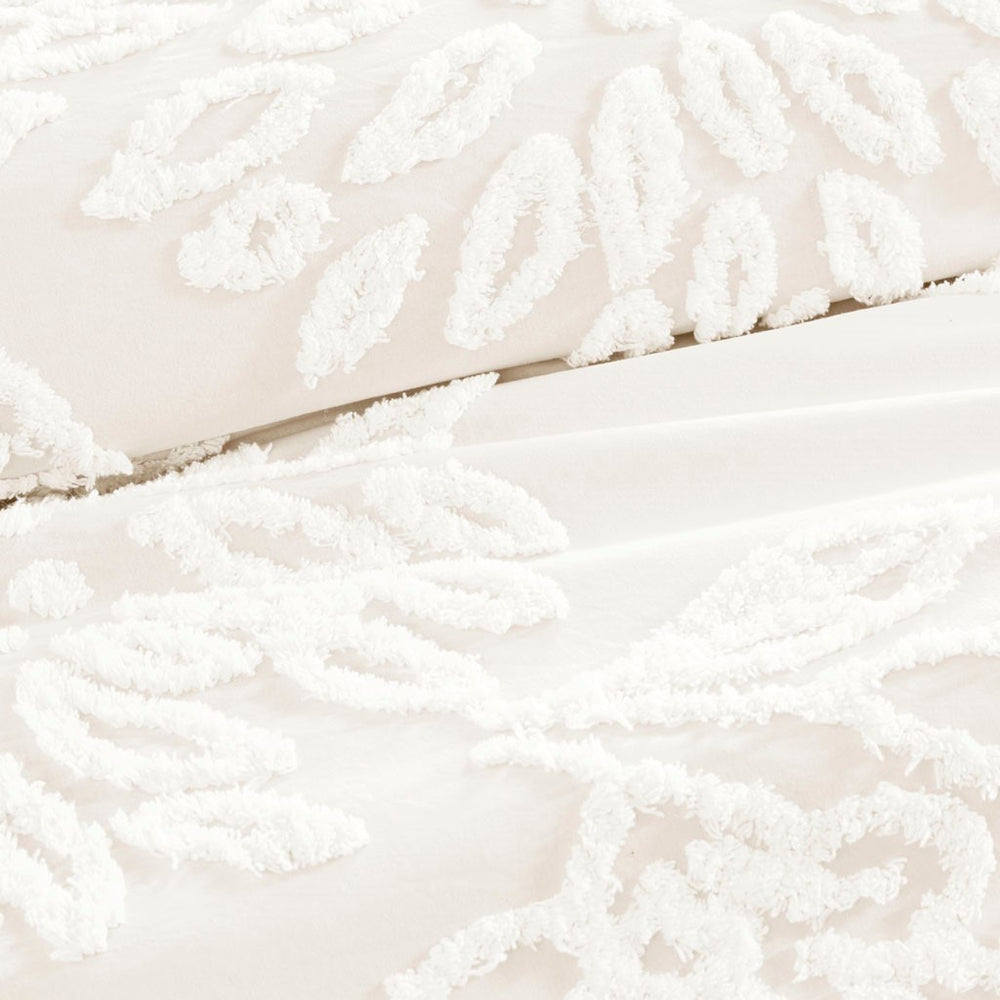 King/Cal King 3 Piece Tufted Cotton Chenille Floral Duvet Cover Set Media 6